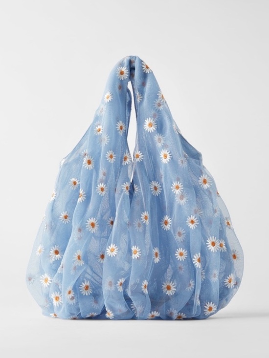 Zara Handbags - Zara Embroidered Tulle Bucket Bag